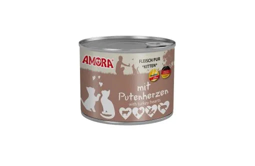 AMORA Cat Fleisch Pur Kitten mit Putenherzen 200g