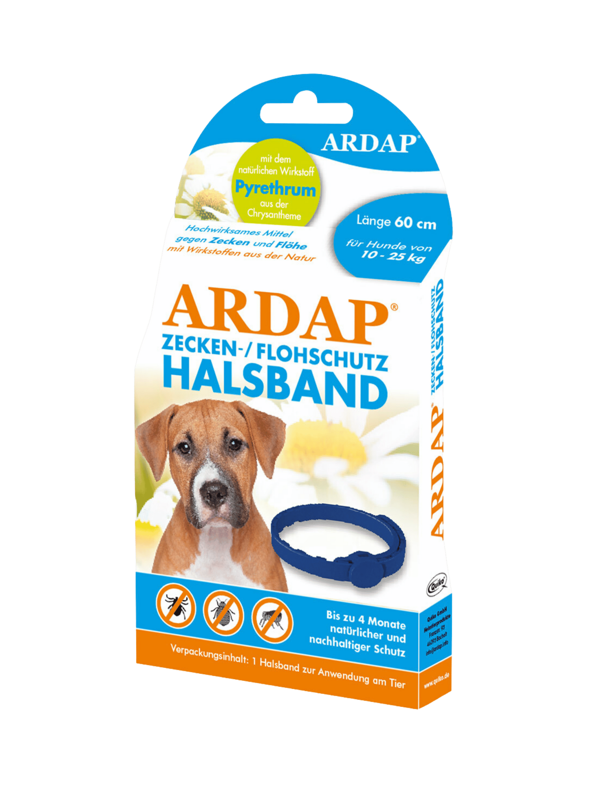 Ardap – Zecken- & Flohhalsband für Hunde (10–25 kg, 60 cm)