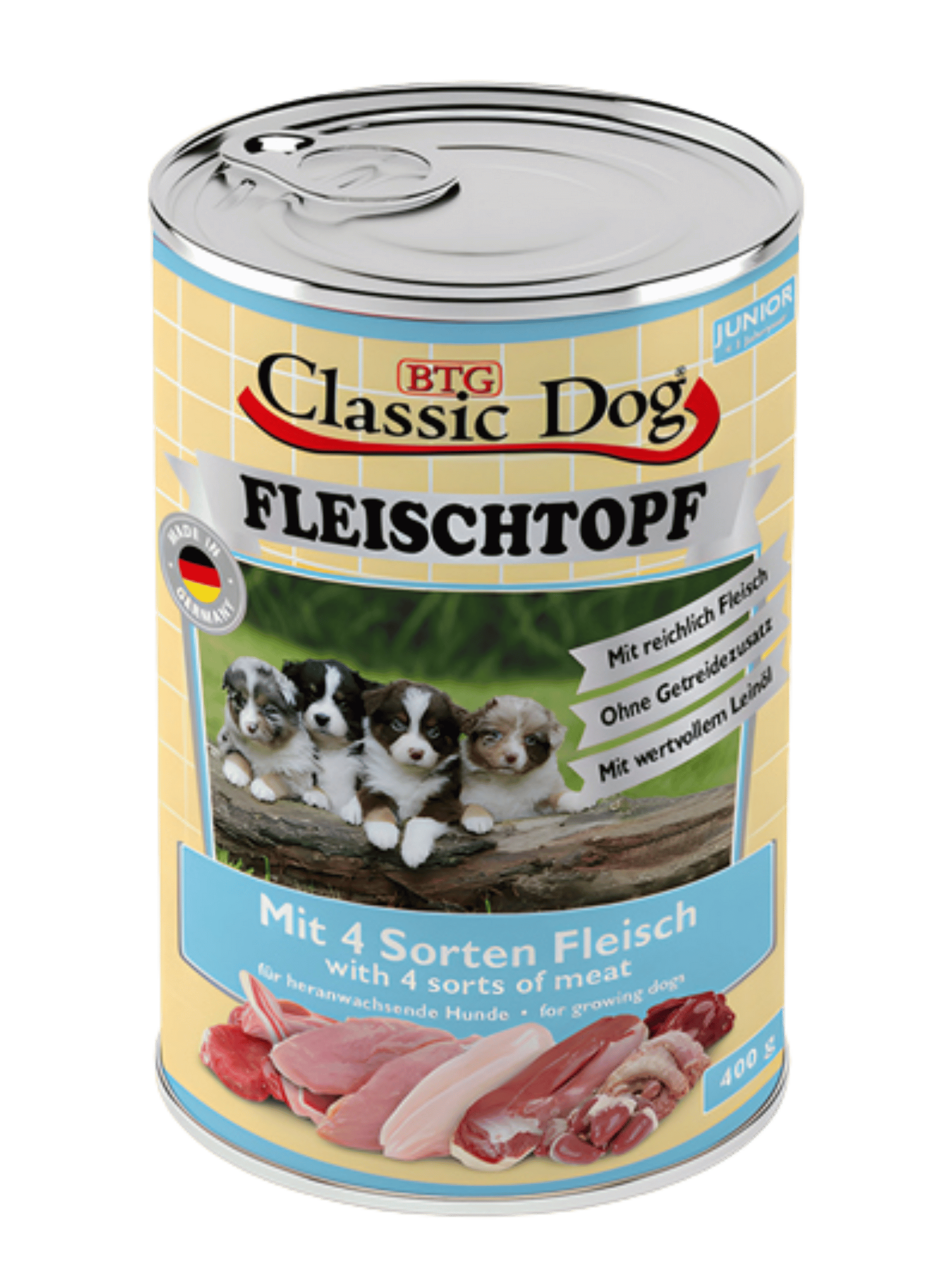 Classic Dog – Fleischtopf Junior 4 Sorten Fleisch